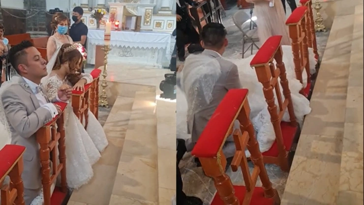 Novia se desmaya en boda.