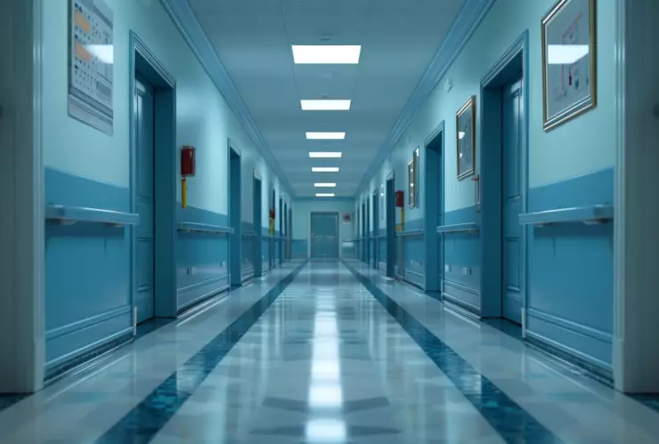 Un pasillo de hospital.