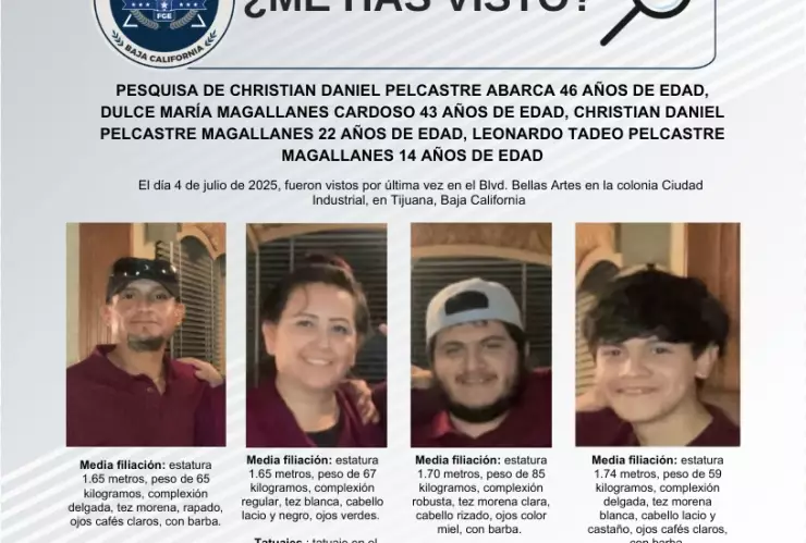 Alerta en Tijuana: Desaparece familia sin dejar rastro, ¿qué se sabe del caso de los Pelcastre?