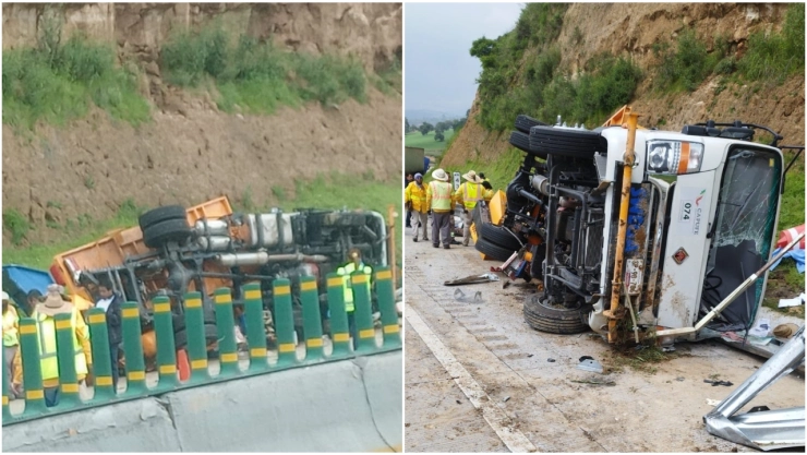 El accidente ocurrido a la altura de Ixtapaluca provocó conflictos viales.