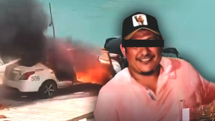 Taxista desaparecido; captan video de su unidad en llamas en Benemérito de las Américas