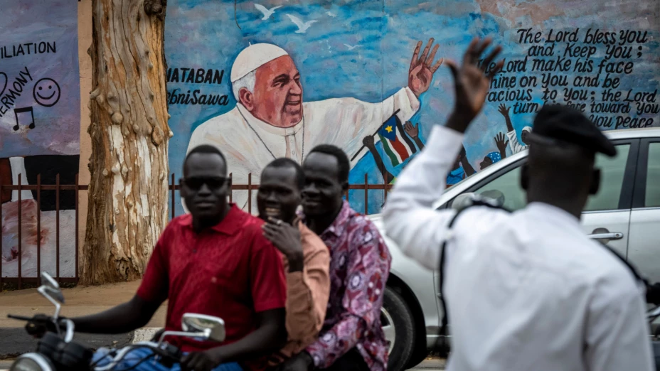 Imagen del papa Francisco en Yuba, Sudán del Sur.