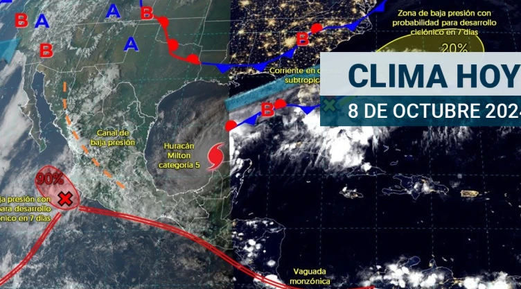 Clima en México Huracán Milton ocasionará intensos lluvias hoy 8 de octubre