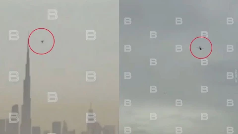 Helicóptero derriba dron Shahed-136 de Irán cerca del Burj Khalifa en Dubái (VIDEO)