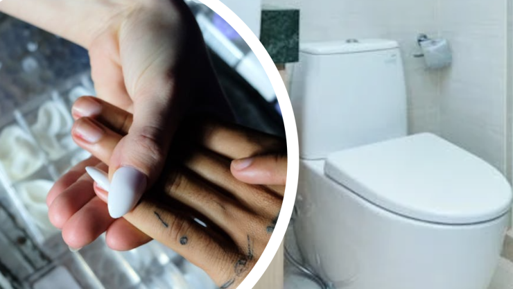 Video: Mujer termina en urgencias con todo y la tapa del baño, se le atoraron las uñas acrílicas