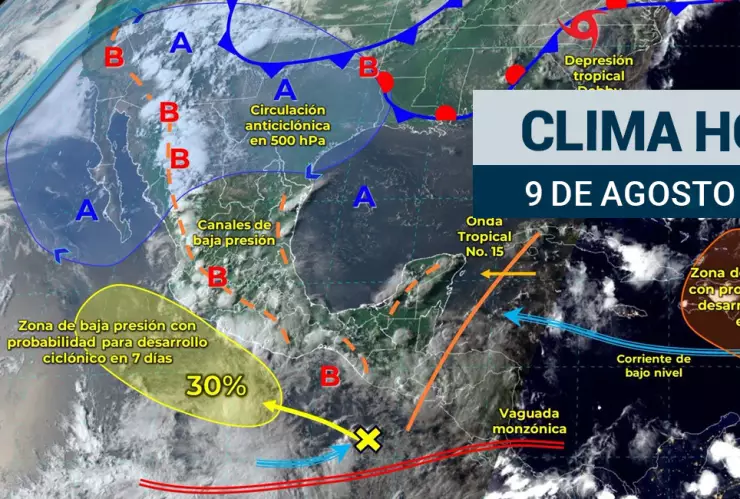 Pronóstico del tiempo para este 9 de agosto.