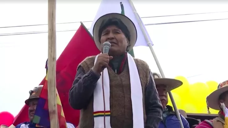 Expresidente de Bolivia, Evo Morales, dando un discurso.