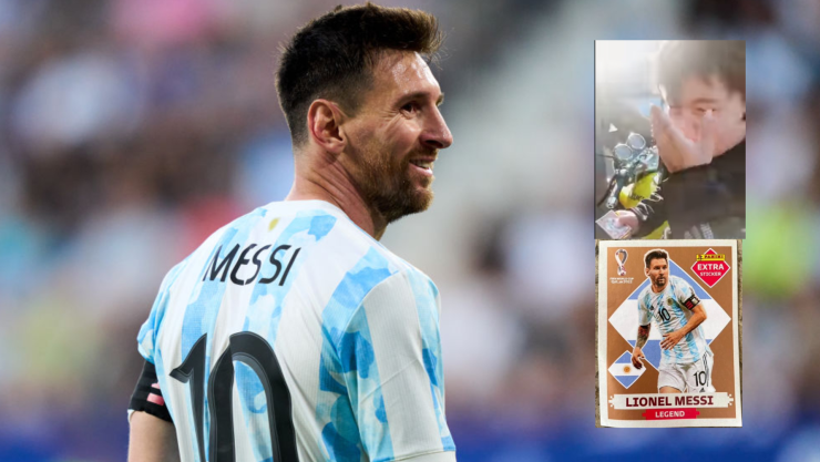 Lionel MEssi jugando con la Selección de Argentina - Álbum Mundial Qatar 2022