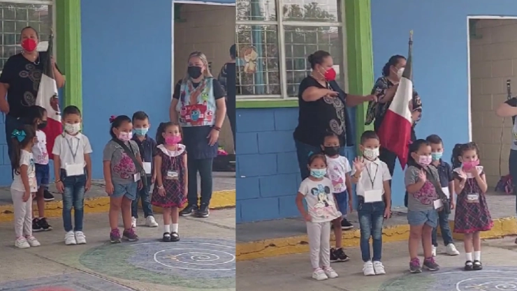 Pequeños saludan en Honores a la Bandera