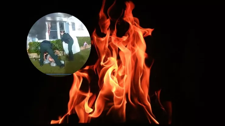 Captan en video el rescate de una persona con discapacidad del incendio de su casa.
