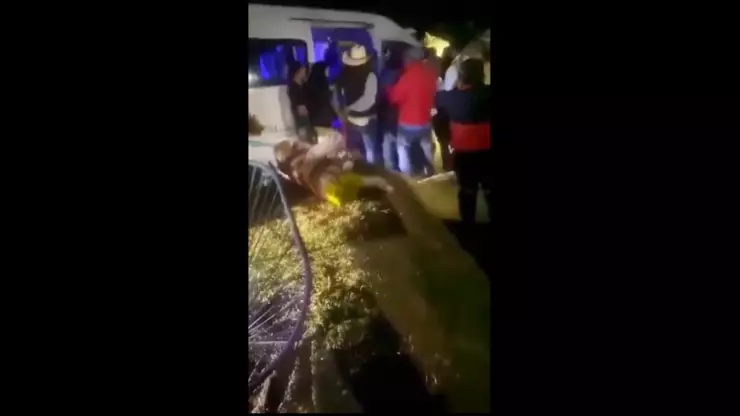 Uno de los agresores logró subirse a la combi.