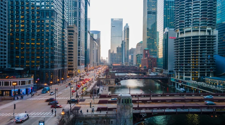 Vista de las calles de la ciudad de Chicago, Illinois