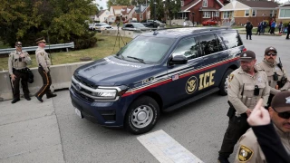 Patrulla de ICE en protestas en Chicago.