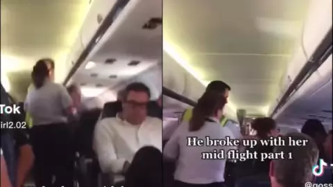 Ataque de nervios en avión por ruptura.