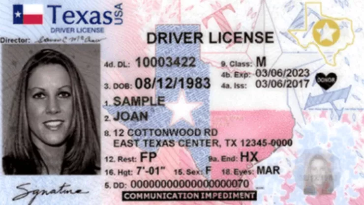 Una licencia de conducir Real ID de Texas.