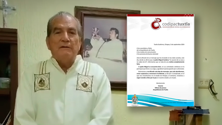 Párroco de Tuxtla, Miguel Cardona, desmiente rumores de secuestro y amenazas