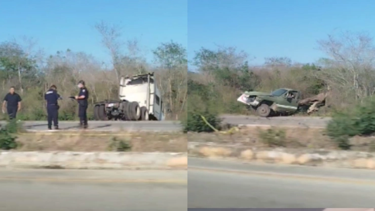 Camioneta queda partida a la mitad tras chocar contra tráiler en la Mérida - Chetumal; ¿hay fallecidos?