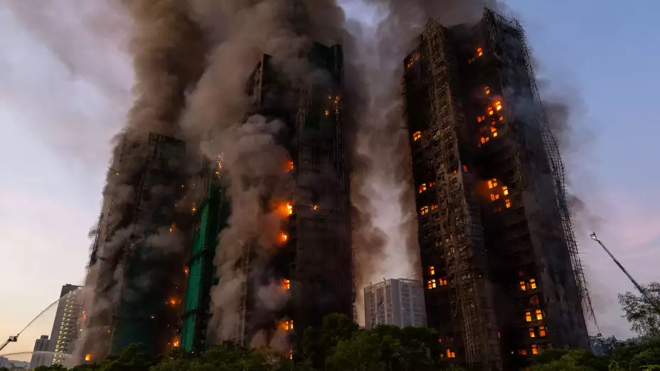 Incendio de edificios residenciales en Hong Kong.