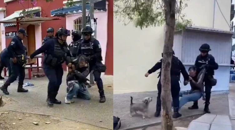 policías someten a mujer en Oaxaca
