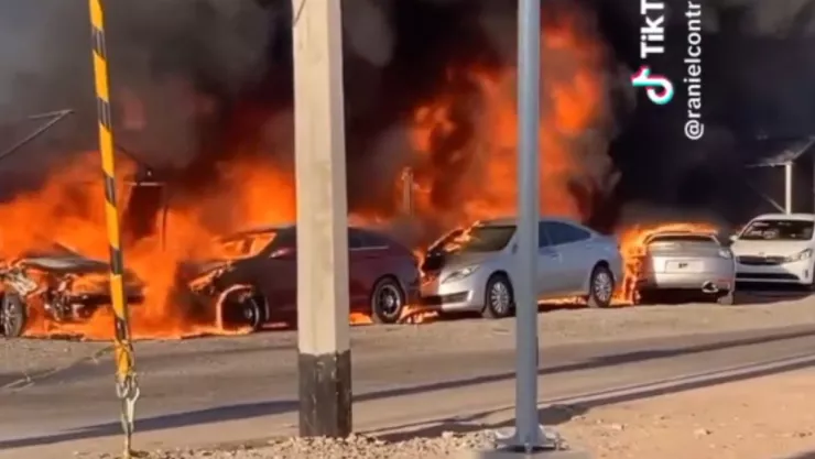 TikTok Video de incendio de autos en Mexicali
