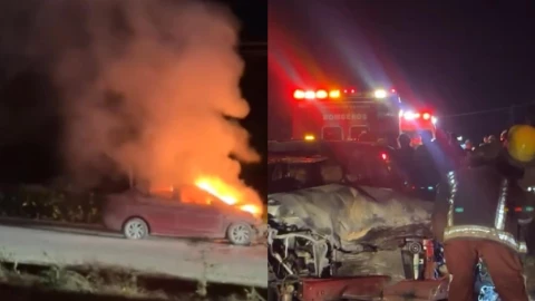 Accidente en carretera Tulum-Playa del Carmen deja como saldo un auto en llamas y cinco lesionados
