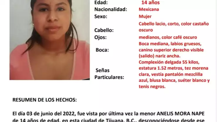 Alerta Amber Anelis Mora Tijuana