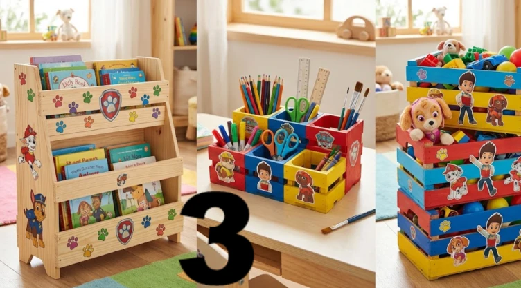 Manualidades de Paw Patrol: 3 ideas para hacer organizadores con madera o huacales para niños