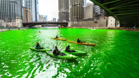 El río de Chicago se queda verde por varias horas.