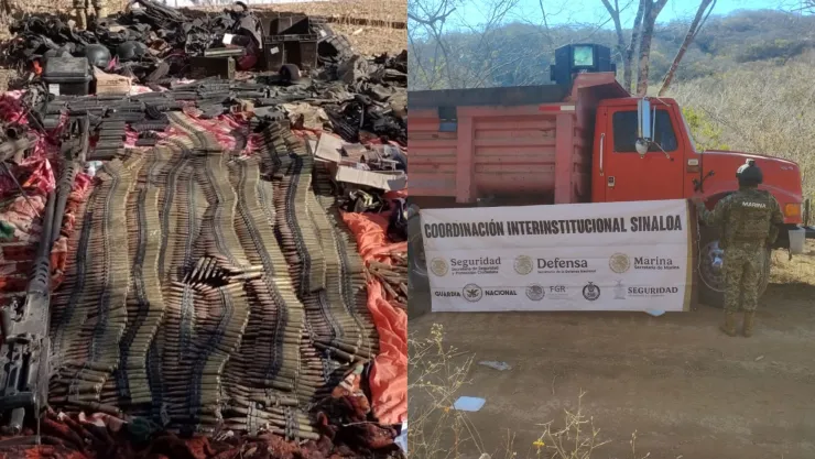 Camión “monstruo”, fuerte armamento y droga, lo asegurado en Cosalá