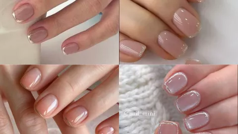 uñas con punta francesa con brillo para san valentin
