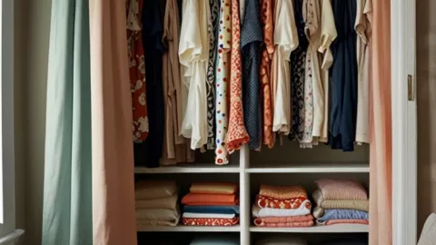 Closet pequeño con cortina