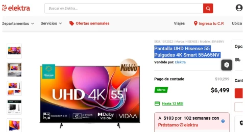 pantalla elektra precio