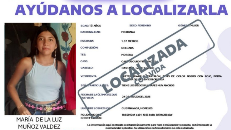 Localizan con vida a María de la Luz Muñoz Valdez.
