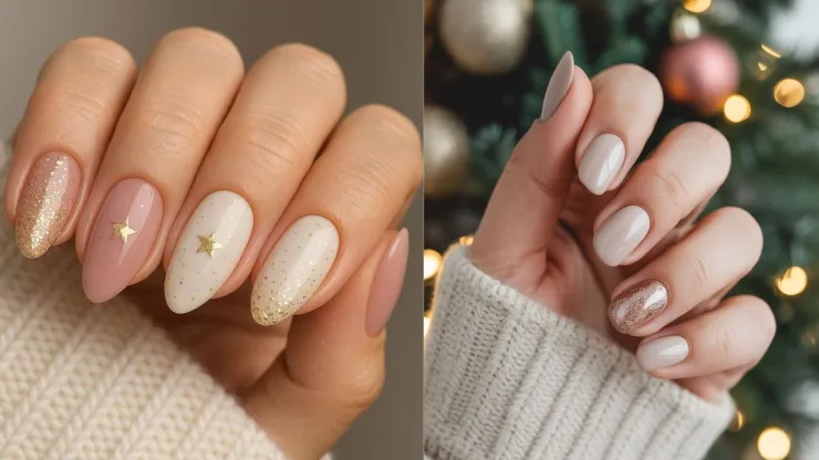 Uñas nude con brillos