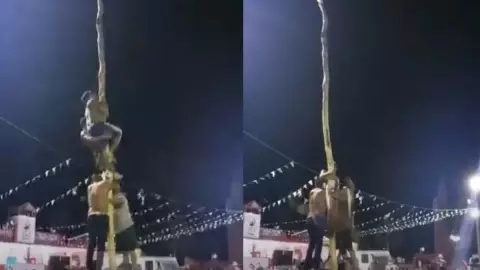 Hombre cae del palo encebado en Mama; fue trasladado grave al hospital