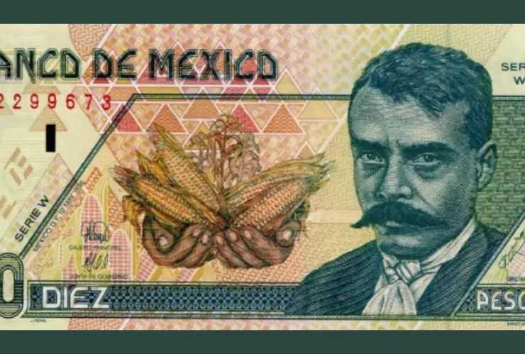 Precio de billete de 10 pesos