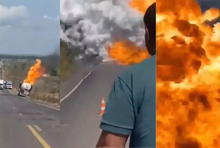 Explosión de gas en carretera de Brasil