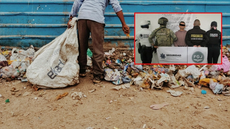 Hombre detenido en Ecatepec por tirar basura en la calle.