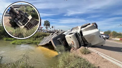 Accidente de tractocamión en Ahome