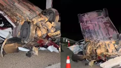 Taxi termina completamente volcado en Felipe Carrillo Puerto la noche del jueves: ¿Cómo ocurrió la volcadura?