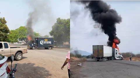 Tierra Caliente bajo fuego: Pánico por incendio de camiones y autos en Michoacán