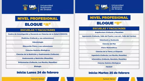 Preincripciones UAS bloques A y B