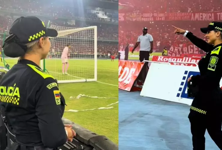 VIDEO_ ¿Quién ganó? Mujer policía se roba la atención en partido de fútbol