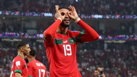 En Nesyri festeja su tanto ante Portugal