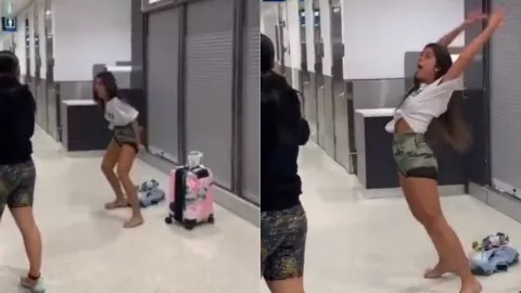 Joven reacciona como poseída tras cancelarse su vuelo