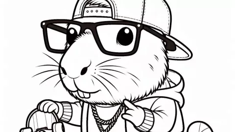 Dibujo capibara con ropa para colorear