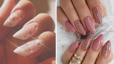 14 diseños de uñas rosas con brillos que te harán ver espectacular en cualquier ocasión