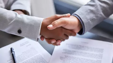 dos manos se saludan con un tono de aprobaci&oacute;n