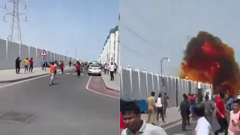 Momento exacto de explosión de misil en Doha, Qatar