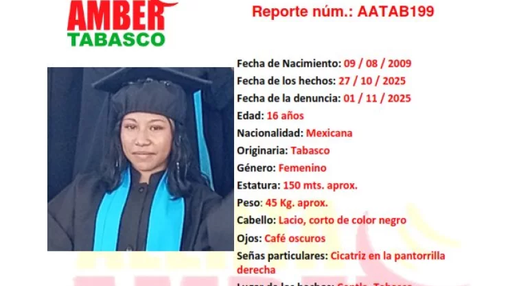 Itzel Hernández Alerta Amber Tabasco